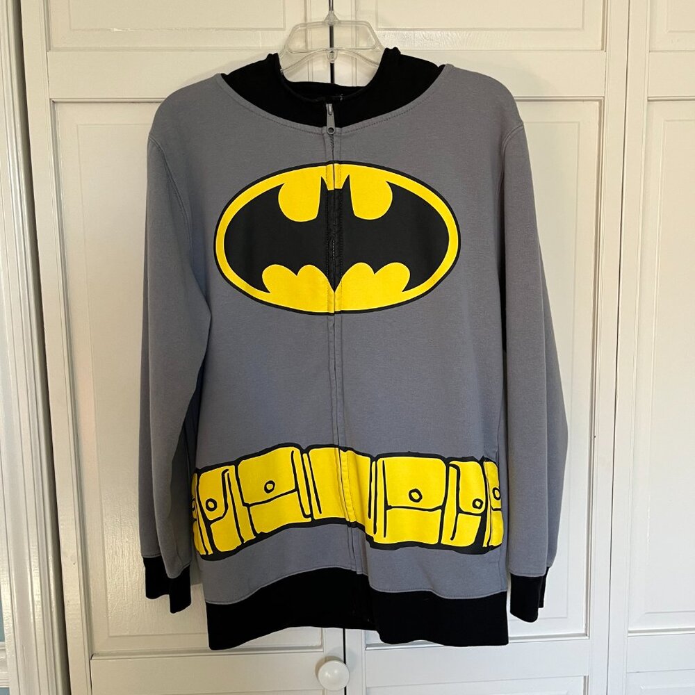 DC Comics BATMAN Mens M Graphic Logo Mask/Hoodie Sweatshirt Costume